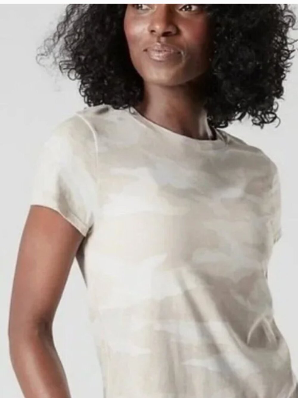 Athleta Camo Cropped Short Sleeve Tee